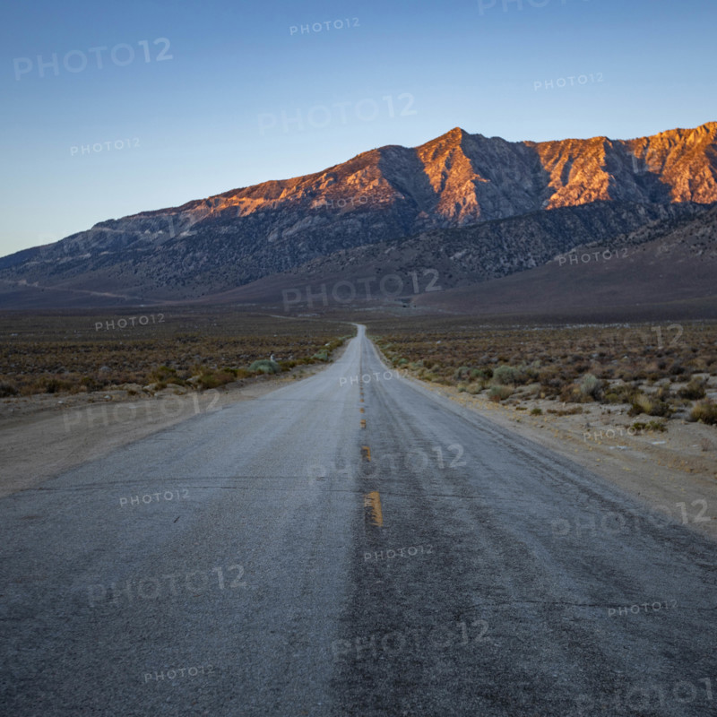 USA, California, Lone Pine, Empty road in desert landscape