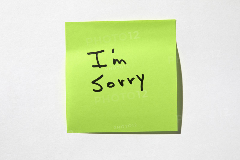 I'm Sorry on green post it note