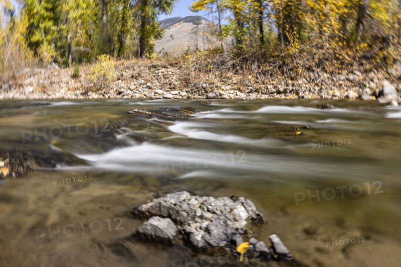 USA, Idaho, Sun Valley, Motion blur water of Big Wood River