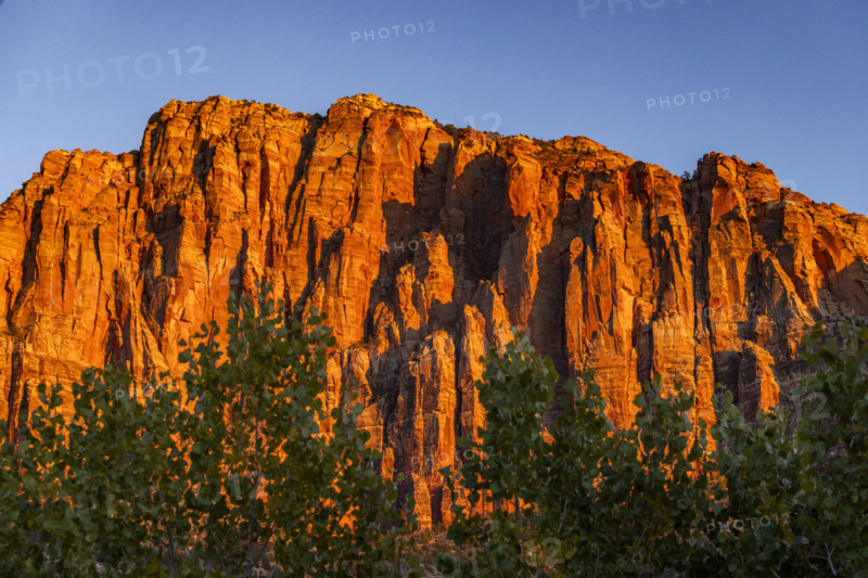 USA, Utah, Springdale, Cliff formations near Zion National Park on sunny day