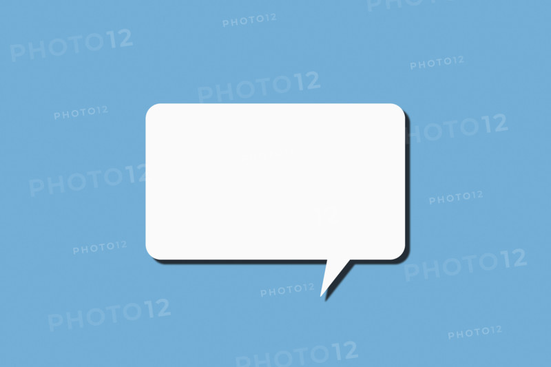 Blank thought bubble on blue background