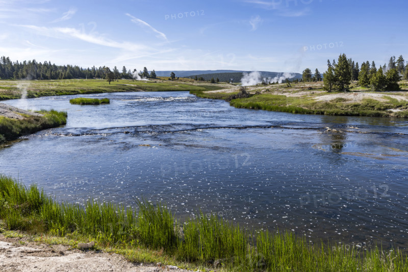 Firehole River on sunny day. , Wyoming, USA.