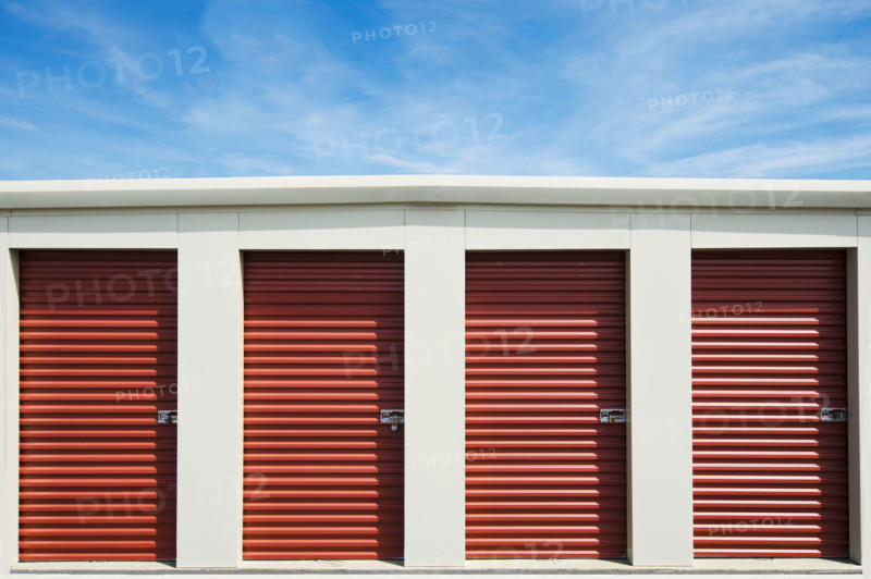 Row of self-storage units. Emmitsburg, Maryland, USA.