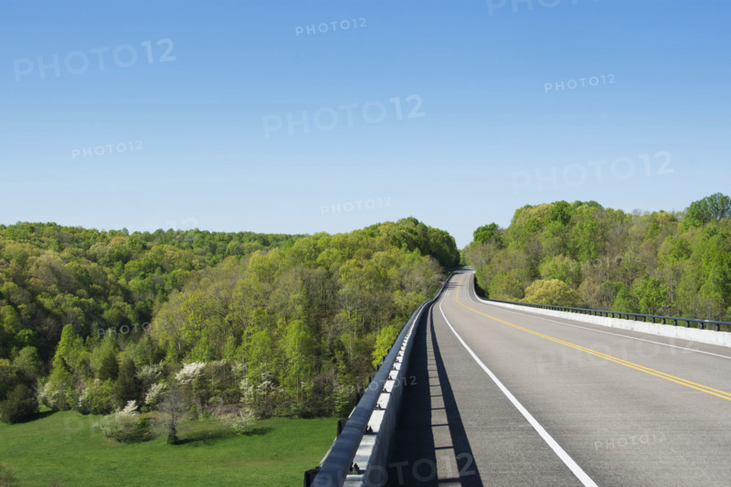 Empty Natchez Trace Parkway Bridge. Franklin, Tennessee, USA.