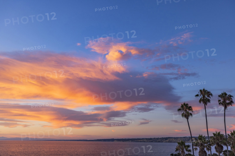 Clouds above ocean at sunset. La Jolla, California, USA.