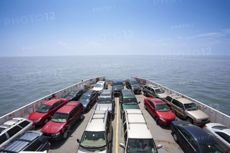 Rows of cars on ferry boat. , New Jersey, USA.