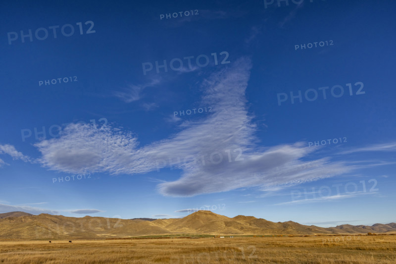Unusual cloud shapes over open country. Bellevue, Idaho, USA.