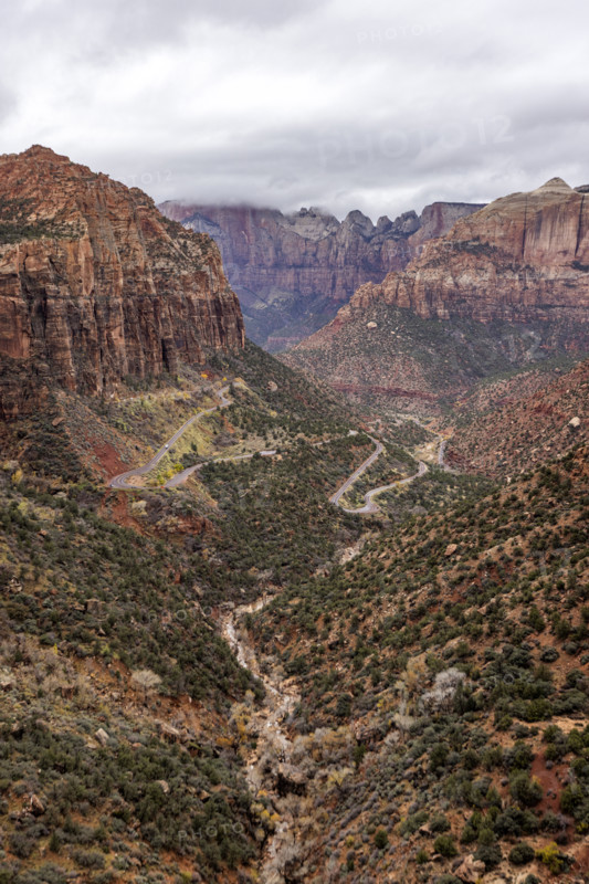 View of Zion Canyon from Overlook. , Utah, USA.