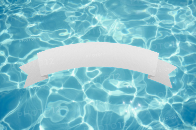 Blank banner in front of swimming pool. New York City, New York State, USA.