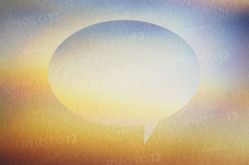 Thought bubble on abstract background. New York City, New York State, USA.