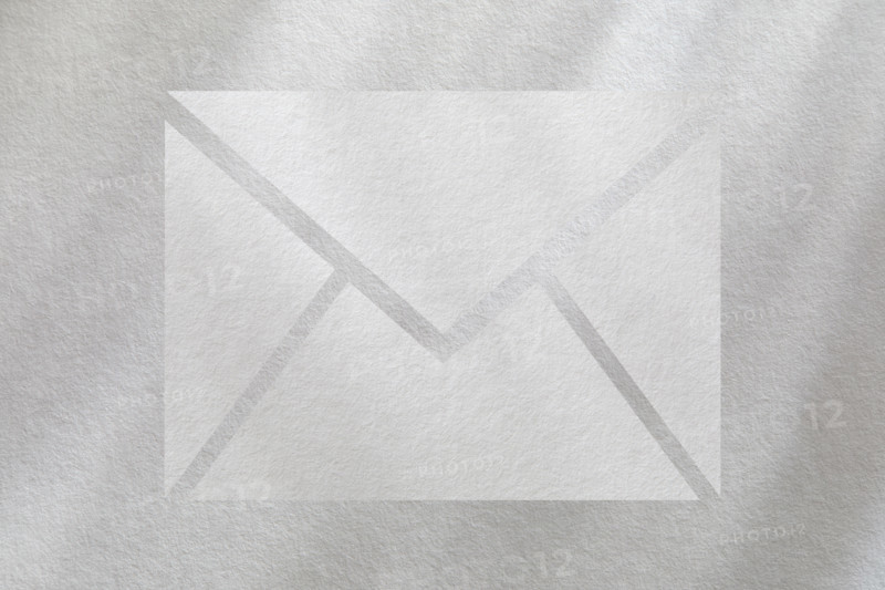 Mail icon on white textured background. New York City, New York State, USA.