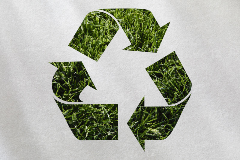 Grass recycling icon on white background. New York City, New York State, USA.