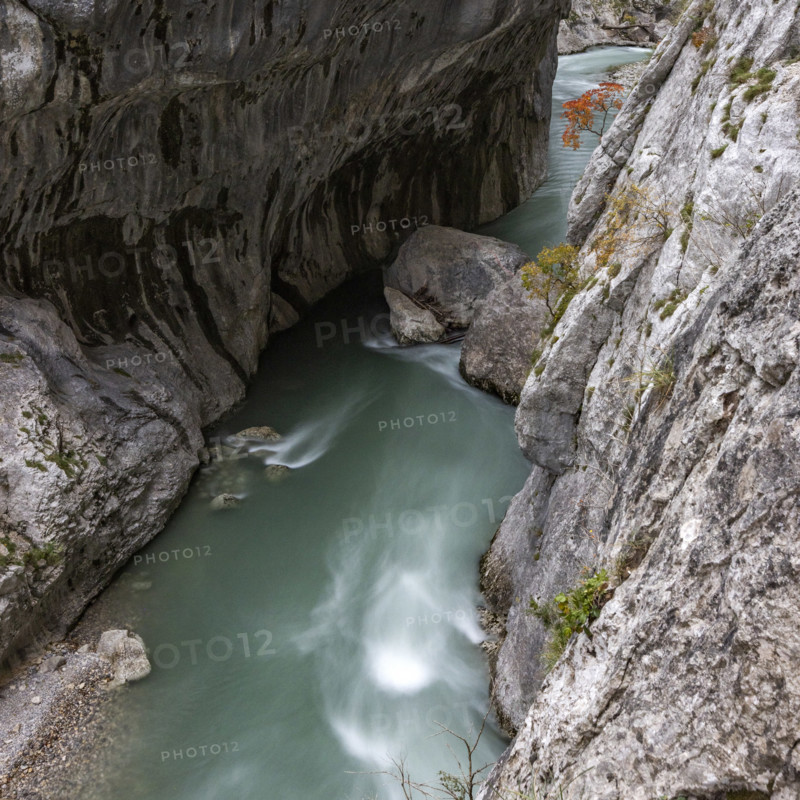 Verdon River crossing Verdon Gorge, blurred motion, Gorges du Verdon, Provence, France.