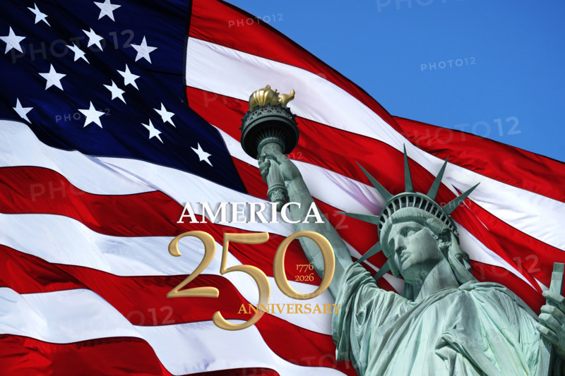 Statue of Liberty with American flag, New York City, New York, USA.