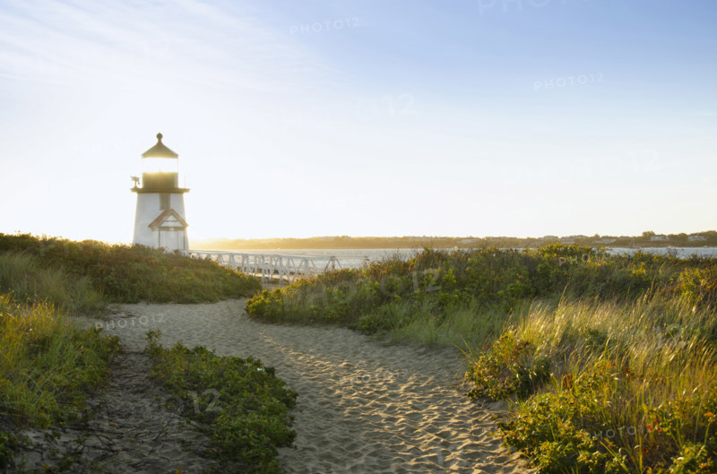 Early morning sun on Brant Point Light, Nantucket, Massachusetts, USA.