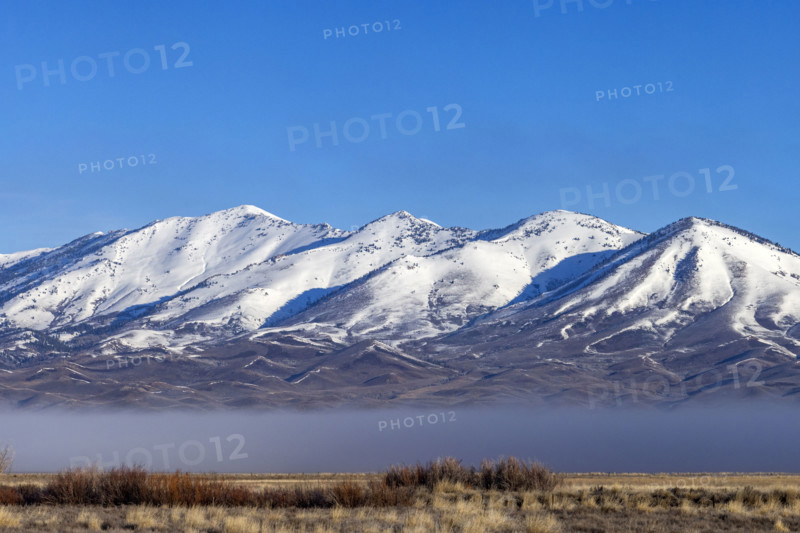 Snowcapped Soldier Mountains on sunny day