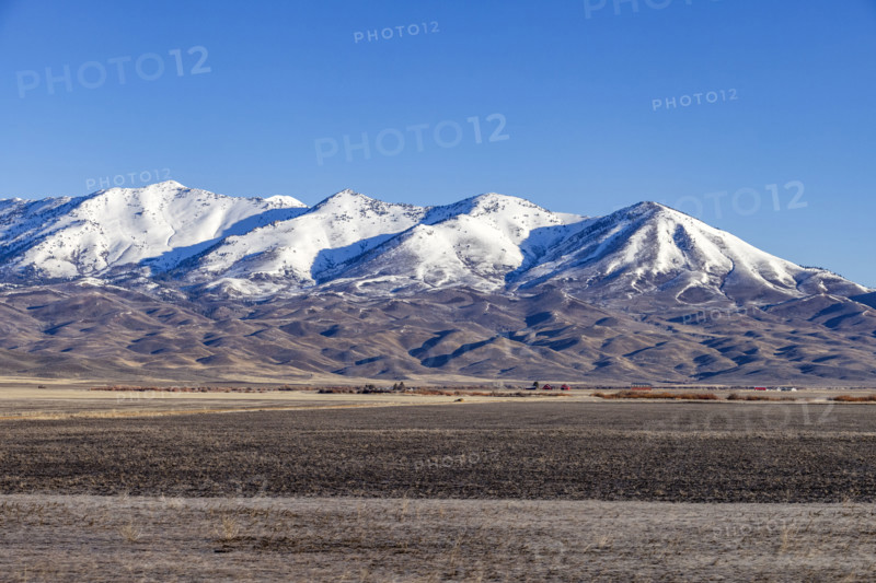 Snowcapped Soldier Mountains on sunny day