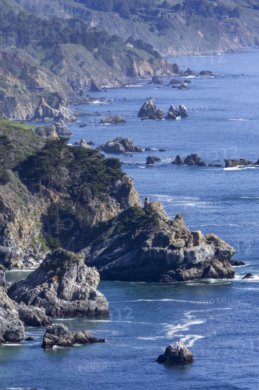 Calm ocean and rocky Big Sur Coast
