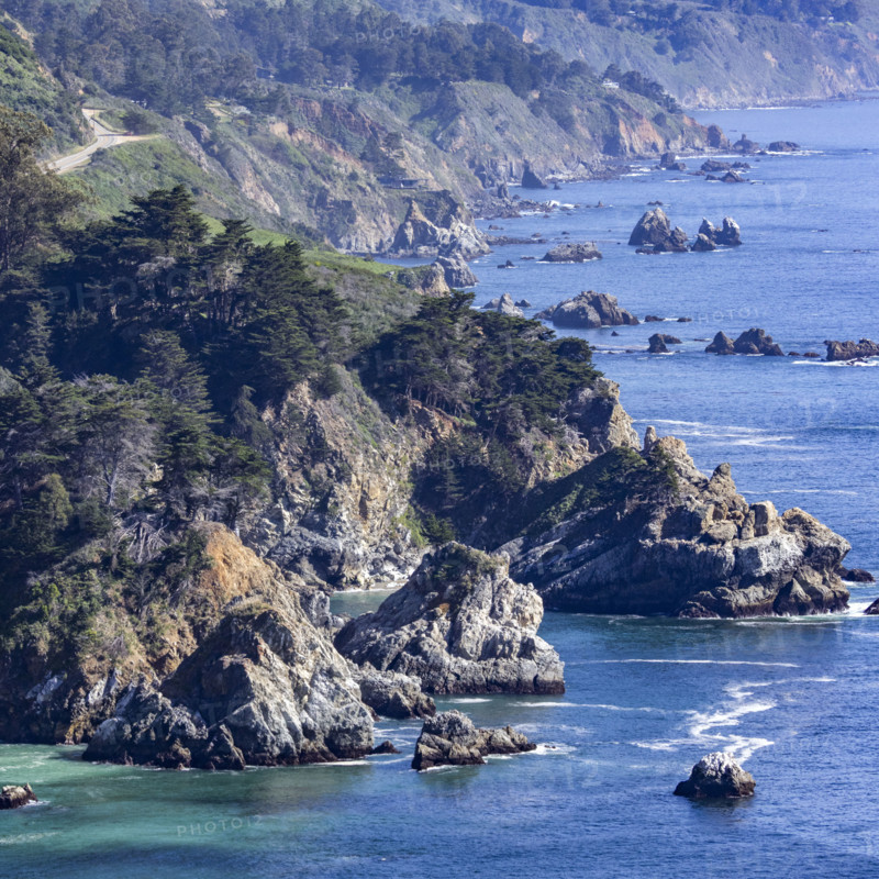 Calm ocean and rocky Big Sur Coast