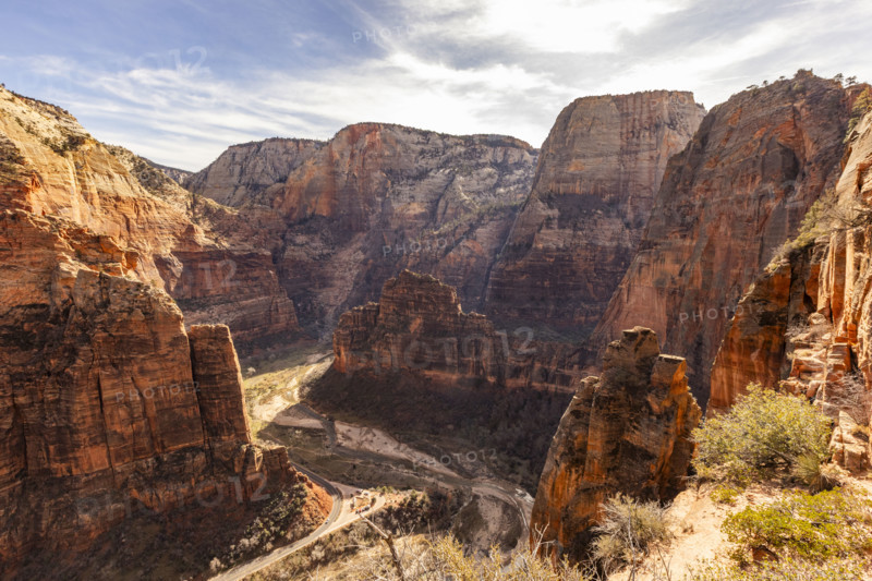 View into Zion Canyon from Angels Landing ascent