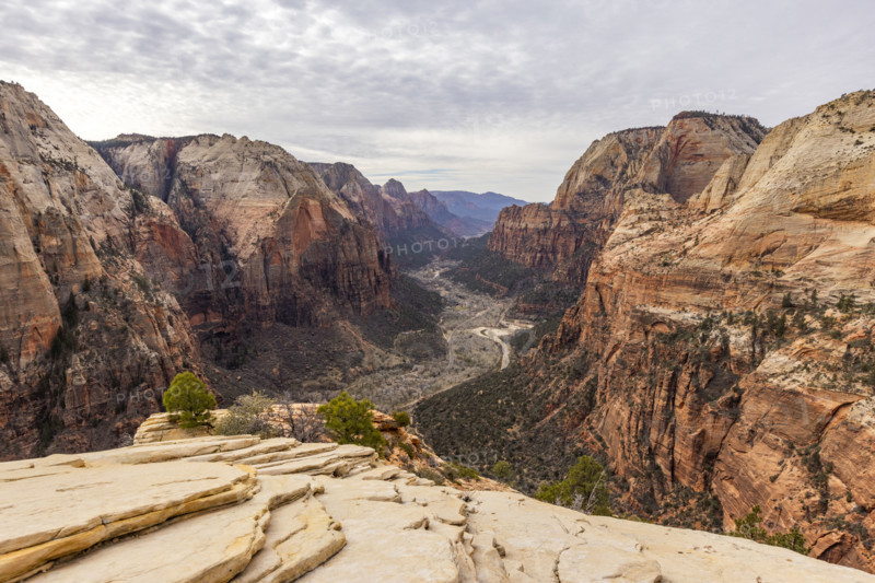 View into Zion Canyon from Angels Landing ascent