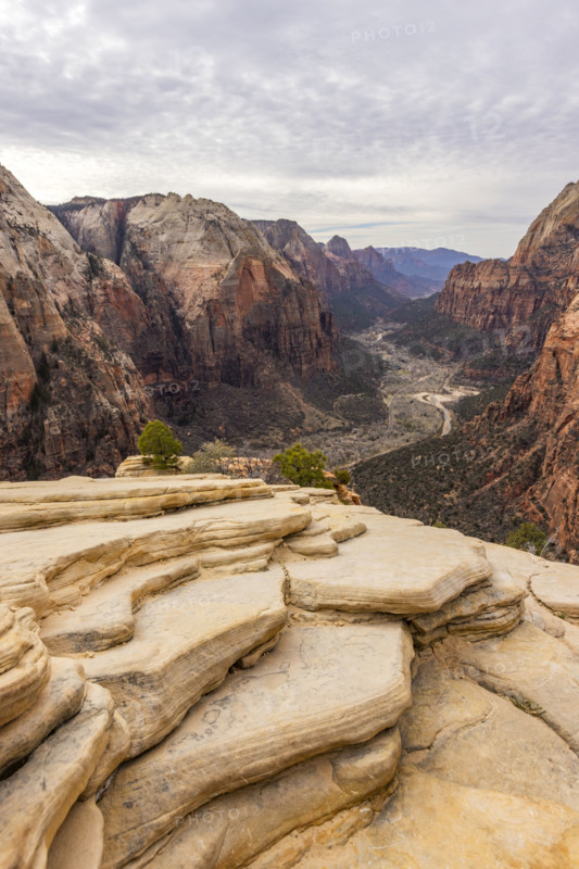 View into Zion Canyon from Angels Landing ascent
