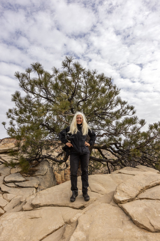 Portrait of senior woman atop Angels Landing