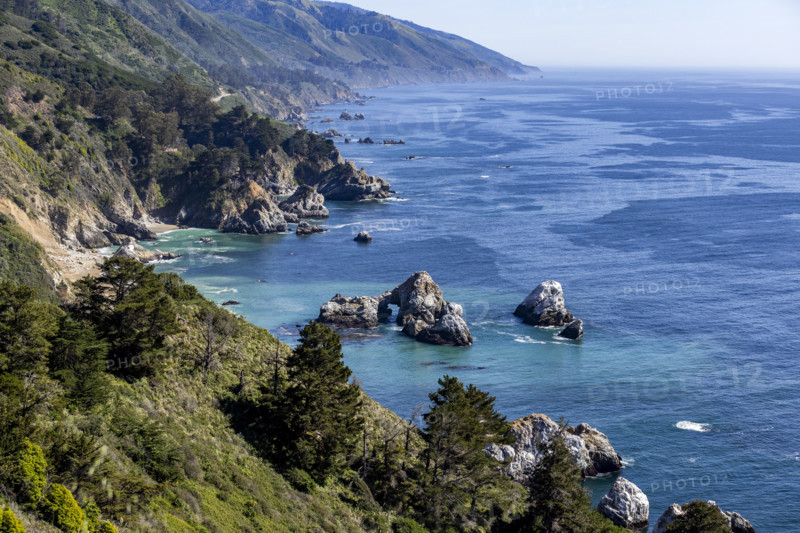 Calm ocean and rocky Big Sur Coast