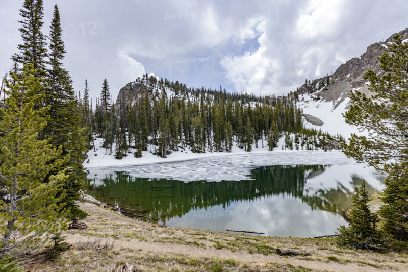 Norton Lake with melting ice in Sun Valley