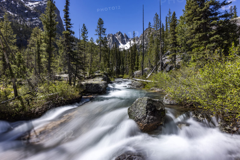 Rushing creek in Sawtooth Mountains, long exposure