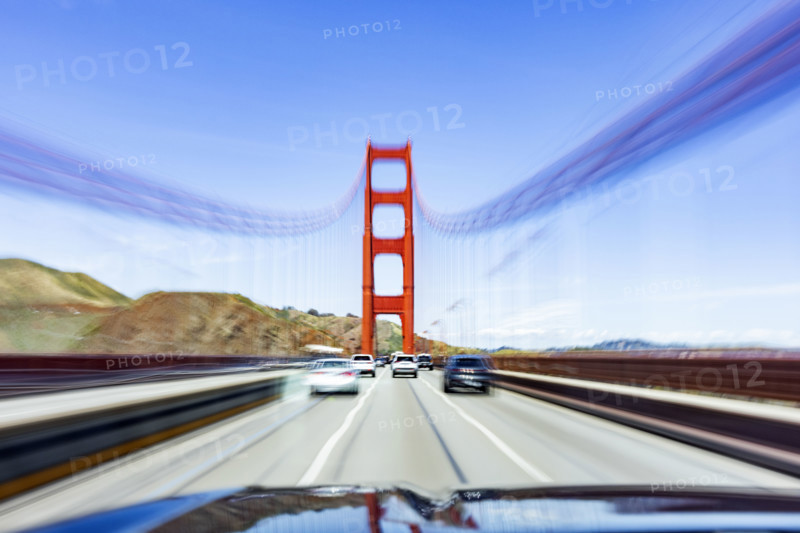 Traffic on Golden Gate Bridge, motion blur
