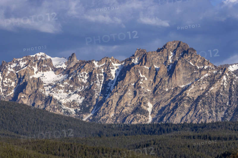 Sawtooth Mountains with snow patches