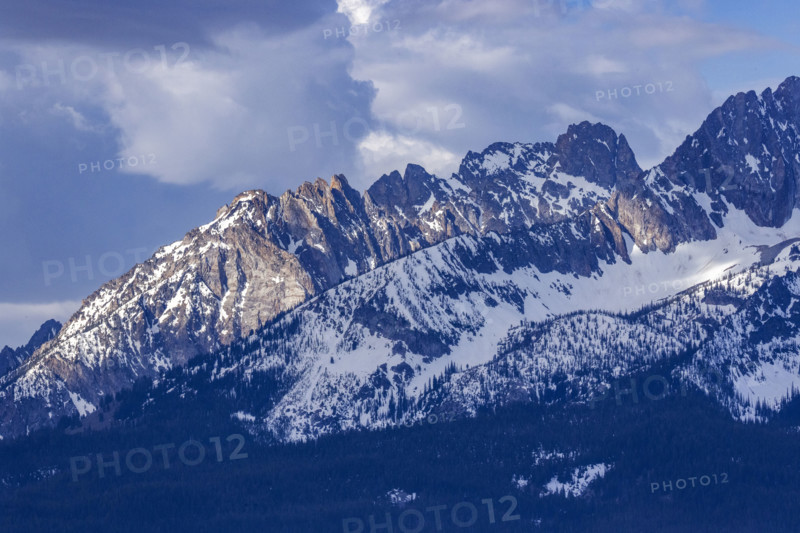Sawtooth Mountains with snow patches