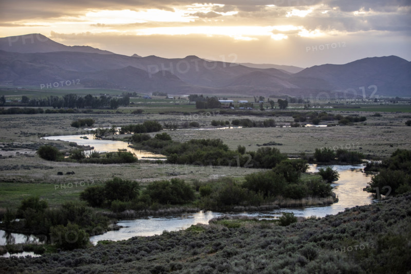 Silver Creek flowing through Silver Creek Preserve at sunset