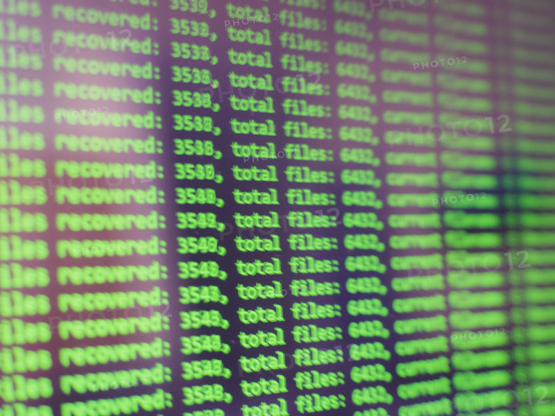 Close-up of file recovery process displayed on computer screen