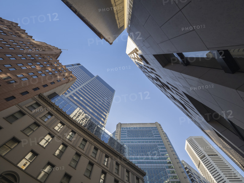 Low angle view of downtown buildings