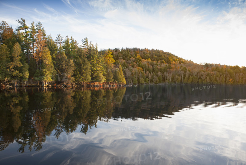 Quiet cove on Upper Saranac Lake in New Yorks Adirondack Mountains