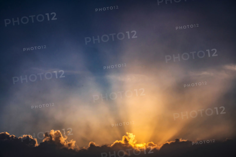 Sunbeams on sky at sunrise. Boca Raton, Florida, United States