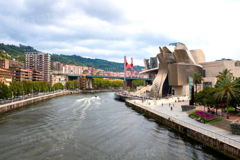 Guggenheim Museum and Nervion River. Bilbao, Biscay, Spain