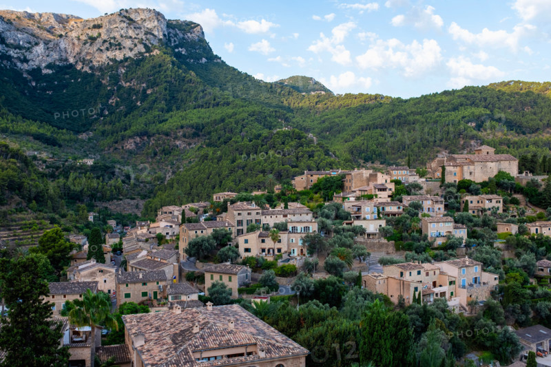 Old town in green valley. Deia, Mallorca, Spain