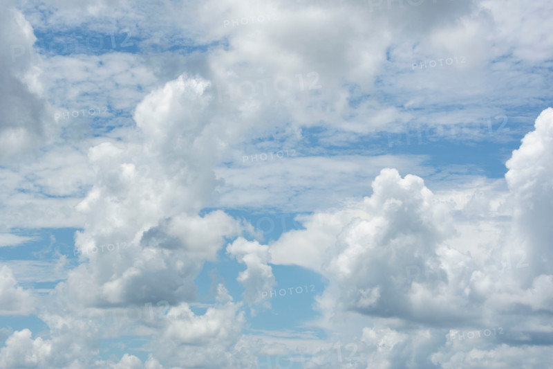 White puffy Cumulus clouds in blue sky. Nashville, Tennessee, United States