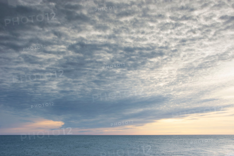 Evening sky and calm sea horizon. Cape Cod, Massachusetts, United States