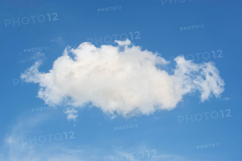 Solitary cumulus cloud in blue sky. Nashville, Tennessee, United States