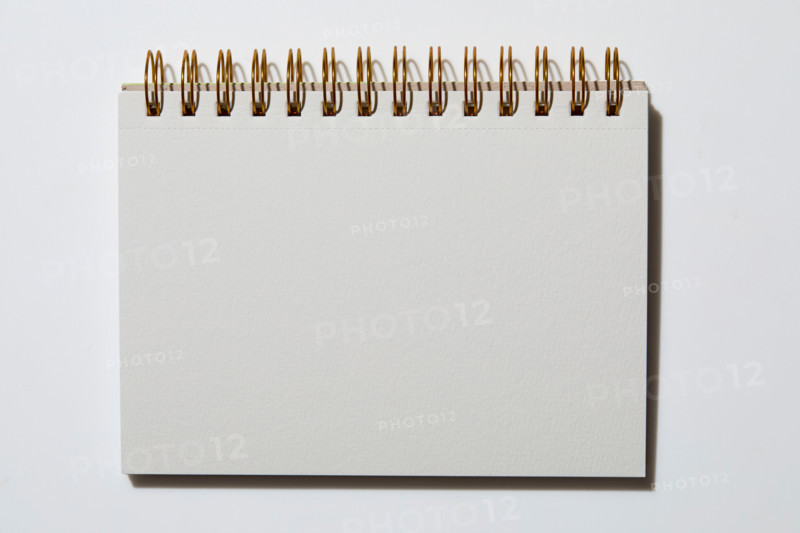 Blank notebook on white background. New york City, New York State, United States