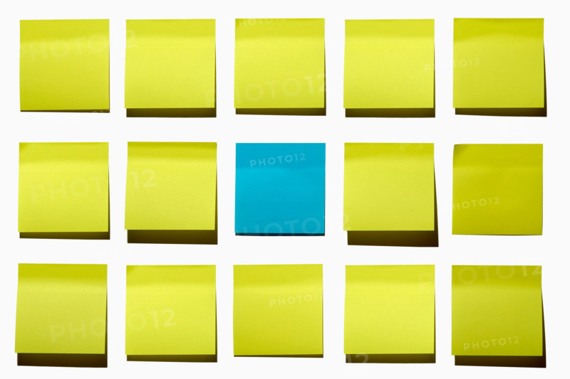 Multiple blank post it notes on white background. New york City, New York State, United States