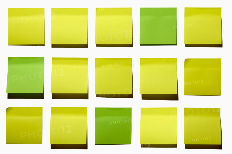Multiple blank post it notes on white background. New york City, New York State, United States