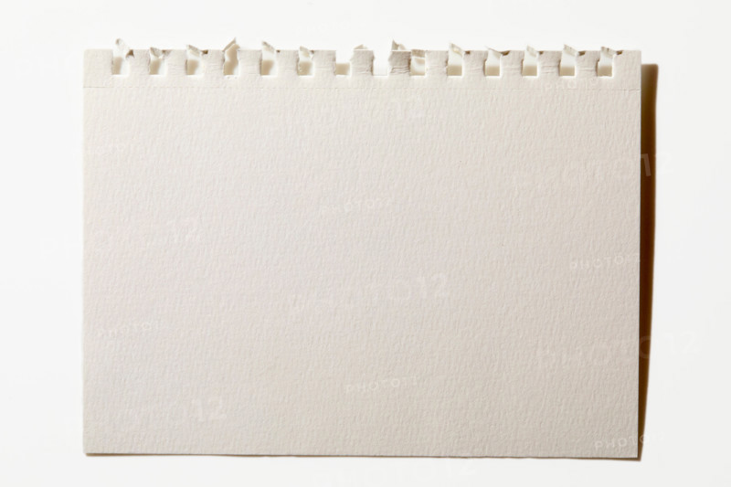 Torn blank notebook paper on white background. New york City, New York State, United States