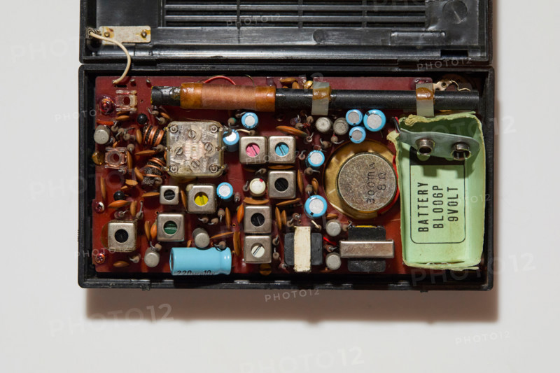 Inside of old transistor radio. New york City, New York State, United States