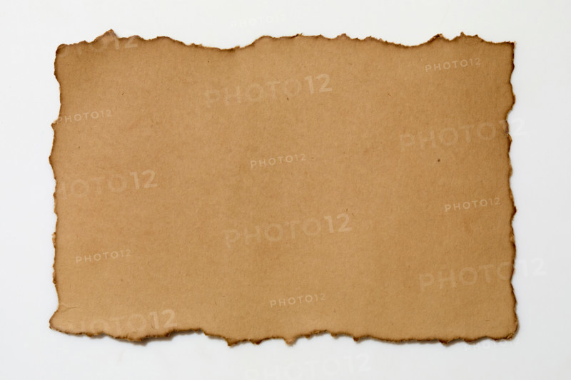 Torn vintage paper on white background. New York City, New York State, United States