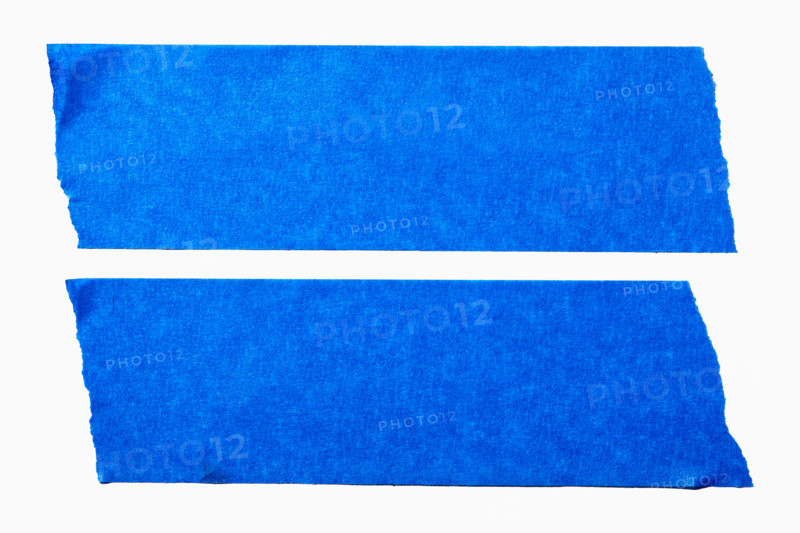 Blue painters tape on white background. New York City, New York State, United States